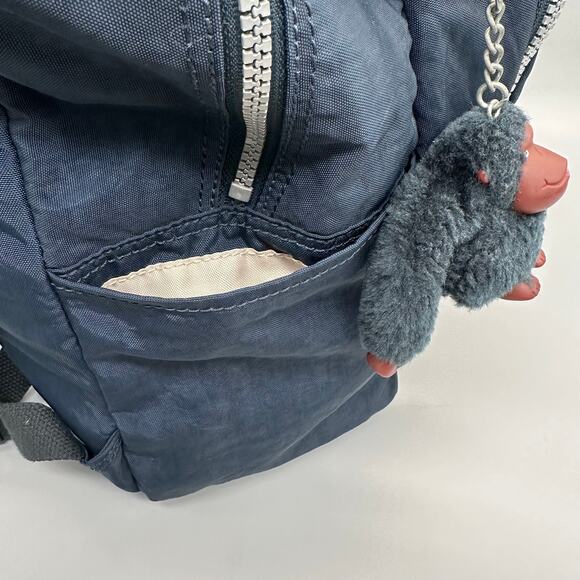 Kipling Large Unisex True Blue Backpack With Monkey Keychain Charm - Picture 6 of 12
